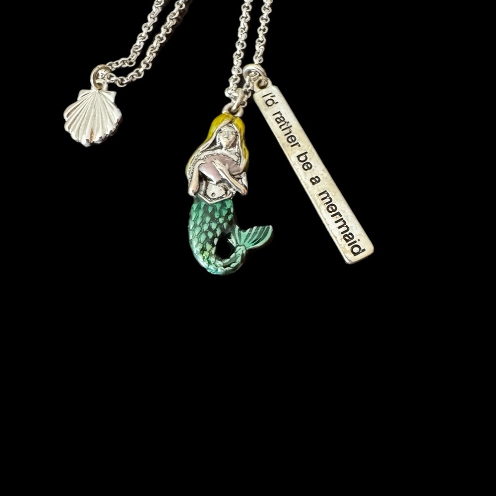 Mermaid Pendant Necklace with Silver Chain - Picture 3 of 4